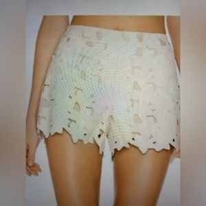 Alice & Olivia leather cut out White shorts